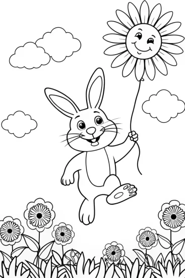 A coloring page of Banban’s Floating Garden Adventure Coloring Page