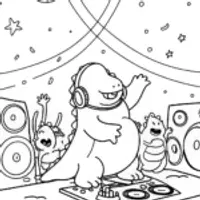 Godzilla’s Cosmic Dance Party Coloring Page