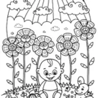 Baby’s First Garden Adventure Coloring Page