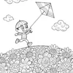 Kite Flying Adventure Coloring Page