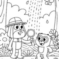 Bluey and Bingo’s Jungle Adventure Coloring Page