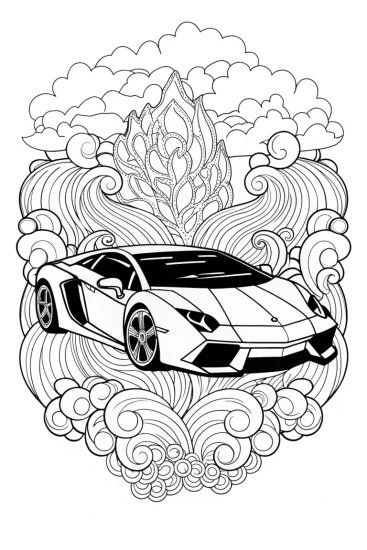 A coloring page of Lamborghini and the Elemental Guardians Coloring Page