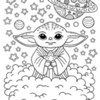 Baby Yoda’s Stellar Snack Time Coloring Page