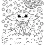 Baby Yoda’s Stellar Snack Time Coloring Page