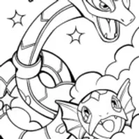 Rayquaza and Zekrom Aerial Dance Coloring Page