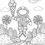 Cosmic ice cream exploration coloring page