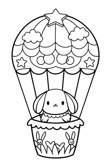 A coloring page of Cinnamoroll’s Cupcake Balloon Voyage Coloring Page