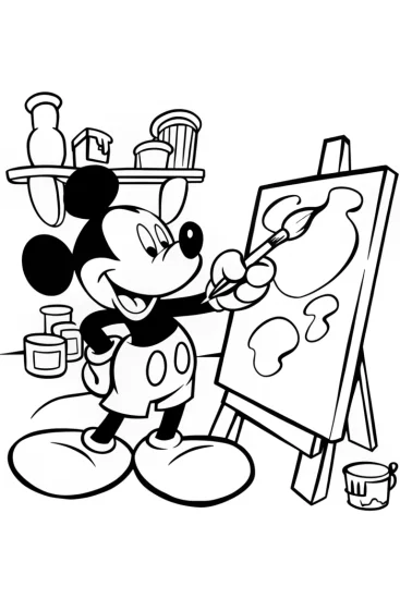 A coloring page of Mickey Mouse’s Magical Art Adventure Coloring Page