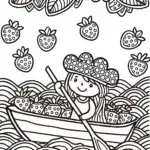 Strawberry Shortcake’s Leafy Boat Journey Coloring Page