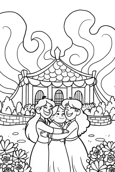 A coloring page of Madrigal Family Gathering Coloring Page