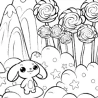 Cinnamoroll’s Candy Cloud Adventure Coloring Page
