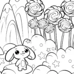 Cinnamoroll’s Candy Cloud Adventure Coloring Page