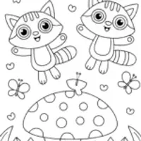 Bouncing Baby Raccoons Coloring Page