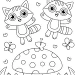 Bouncing Baby Raccoons Coloring Page