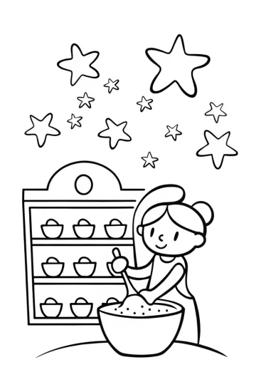 A coloring page of Gabby’s Magical Stardust Bakery Coloring Page