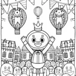 Huggy Wuggy Balloon Parade Coloring Page