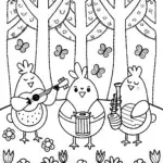 Chickens on a Musical Adventure Coloring Page