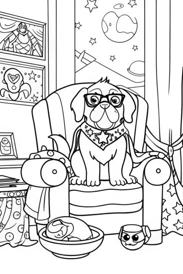 A coloring page of Heroic pets to the rescue coloring page