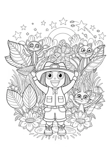 A coloring page of Gabby’s Cosmic Jungle Safari Coloring Page
