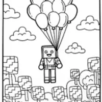 Minecraft Balloon Adventure Coloring Page