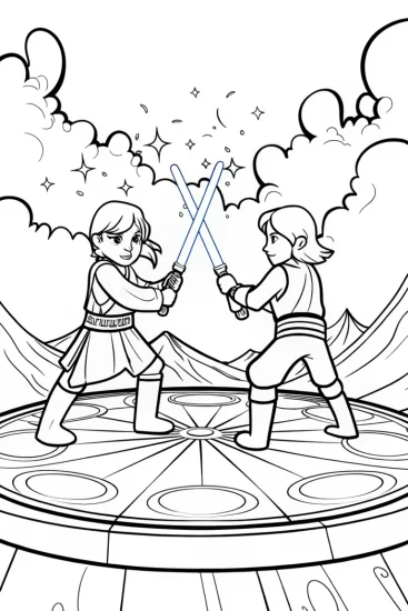 A coloring page of League of Legends Magical Duel Coloring Page