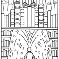 Miles Morales in the Enchanted Library Coloring Page