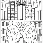 Miles Morales in the Enchanted Library Coloring Page