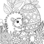 Hedgehog’s Easter Egg Adventure Coloring Page