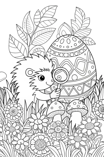A coloring page of Hedgehog’s Easter Egg Adventure Coloring Page