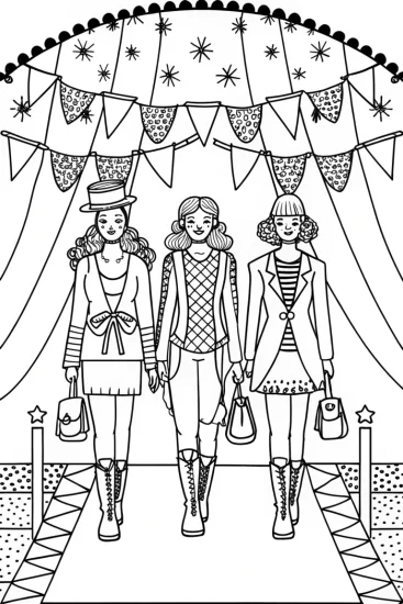 A coloring page of Rainbow High Fashion Show Coloring Page