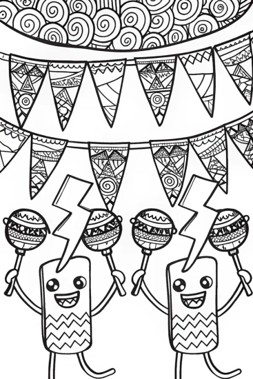 A coloring page of Lightning Bolt Fiesta Coloring Page