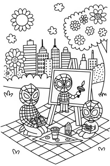 A coloring page of Miles Morales’ Artistic Adventure Coloring Page