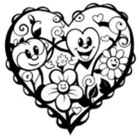 Heart Garden Fantasy Coloring Page