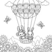 My Melody and Pompompurin Balloon Adventure Coloring Page