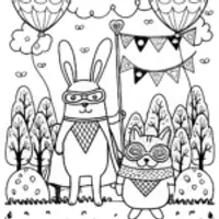Superhero pets on parade coloring page