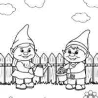 Playful Garden Gnomes Coloring Page