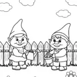 Playful Garden Gnomes Coloring Page