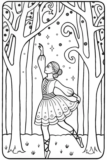 A coloring page of Ninja in the Enchanted Dance Coloring Page