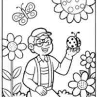 Blippi’s Garden Adventure Coloring Page
