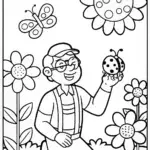 Blippi’s Garden Adventure Coloring Page