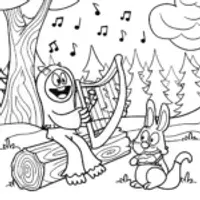 Huggy Wuggy’s Enchanted Music Festival Coloring Page