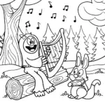 Huggy Wuggy’s Enchanted Music Festival Coloring Page