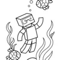 Minecraft Underwater Odyssey Coloring Page