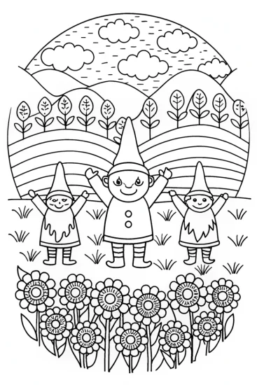 A coloring page of Banban’s cheerful garden exploration coloring page