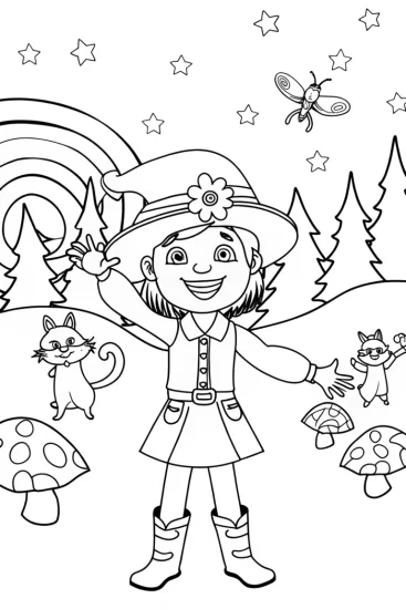 A coloring page of Gabby’s Enchanted Forest Coloring Page