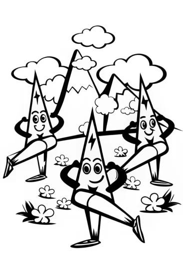 A coloring page of Lightning Bolt Yoga Fun Coloring Page