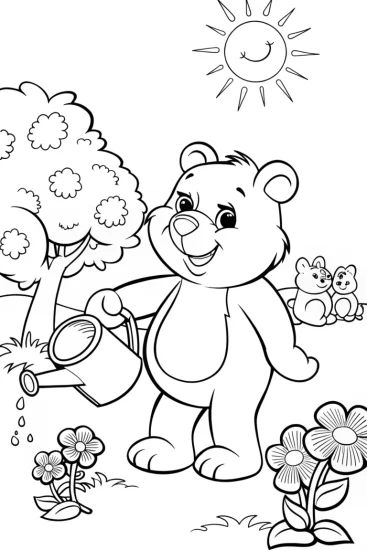 A coloring page of Care Bear Nature Guardians Coloring Page