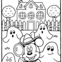 Mickey Mouse Haunted Mansion Adventure Coloring Page