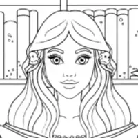 Mermaid’s Enchanted Library Coloring Page