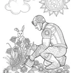 Captain America’s Super Heroic Garden Coloring Page